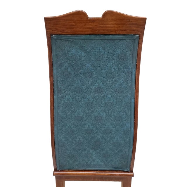 Mid 20th Century Set of Six Original French Mid Century Tall Back Dining Chairs With Nickel Mounts For Sale - Image 11 of 13