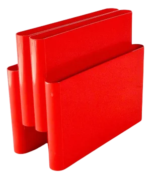 Giotto Stoppino for Kartell 1970s Post Modern Bright Red Plastic Magazine Stand