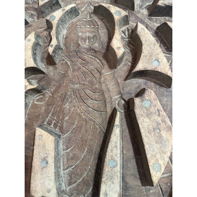 Lakshmi Indian Goddess Sculptural Wall Art Square For Sale - Image 4 of 12