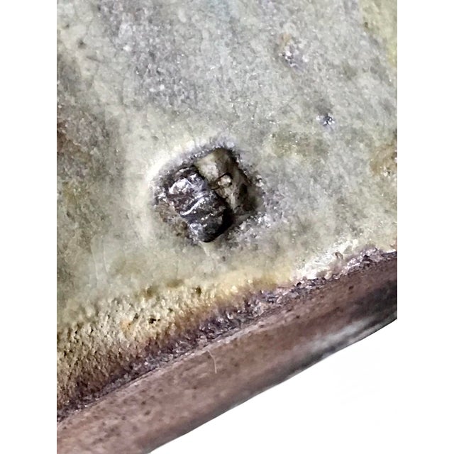 Signed 1970s Mid Century Blue Drip Ceramic Vase / Modernist Art Studio Pottery For Sale - Image 9 of 9