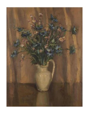 George Mortram Moorhouse, Love-in-a-Mist Still Life, Early 1900s, Oil Painting