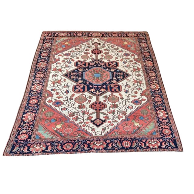 Late 19th Century Rare Antique Malayer Rug | Ivory Field | 4'6" X 6'6" For Sale - Image 5 of 6
