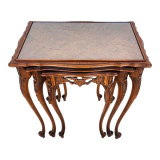 French Nesting Tables Walnut Vintage For Sale