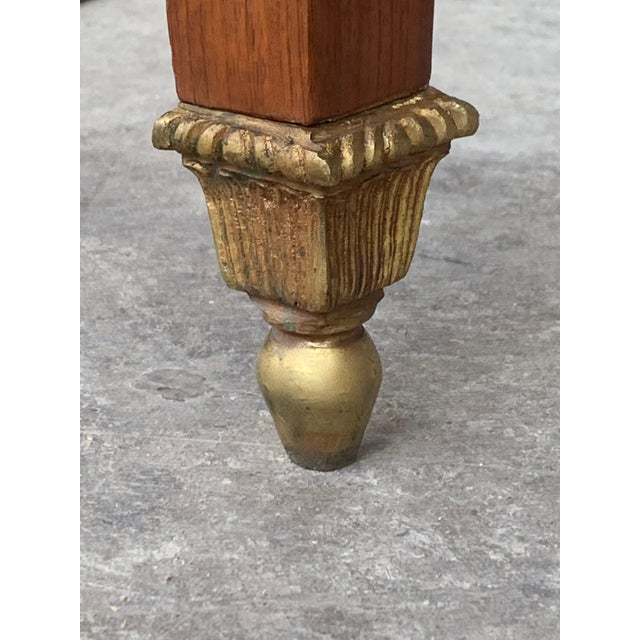 French Louis XVI Style Writing Desk Bureauplatt, Bronze Gilt Mounts Leather Top For Sale - Image 14 of 18