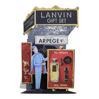 Lanvin Paris Gift Set Featuring Arpege/ My Sin Perfume to-Night/ All Star Advert Sign For Sale
