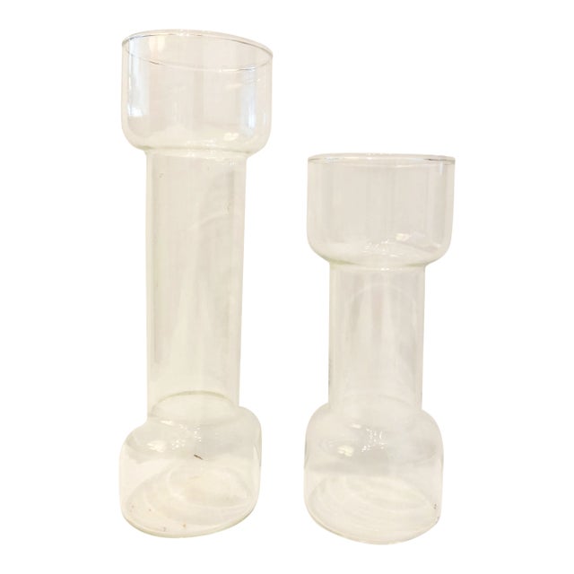 Vintage Set Clear Glass Vases For Sale