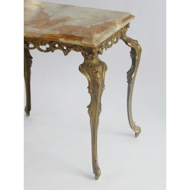 Small Vintage Hollywood Regency Rectangular Onyx Side Table with Brass, 1950s For Sale - Image 6 of 9