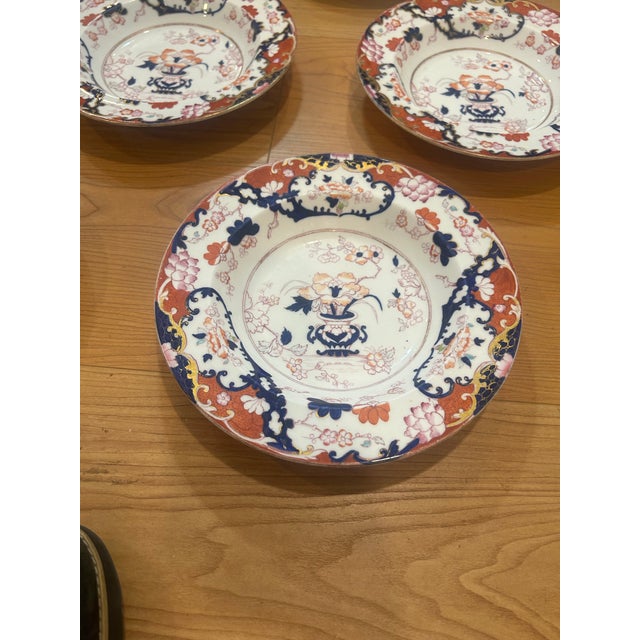Ceramic Brownfield & Sons Chinoiserie Bowls 1871 - 1891 Imari Pattern Ironstone - Set of 7 For Sale - Image 7 of 12