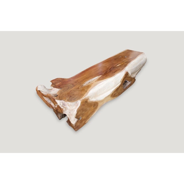 Andrianna Shamaris Teak Wood Log Bench or Coffee Table For Sale - Image 4 of 5