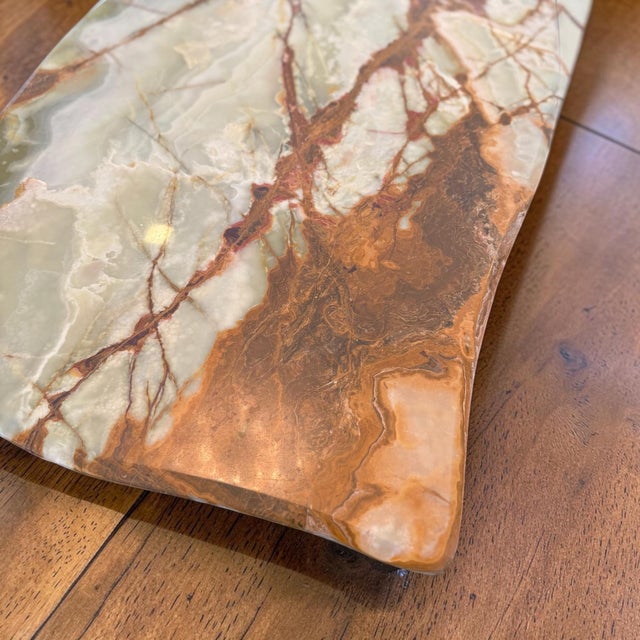 1970s Italian Vintage 4p Hand Carved Wood Onyx Top Coffee Table Side Accent Set For Sale - Image 13 of 15