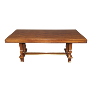 French Art Deco Bronze Mounted Dining Table Attributed to Jules Leleu