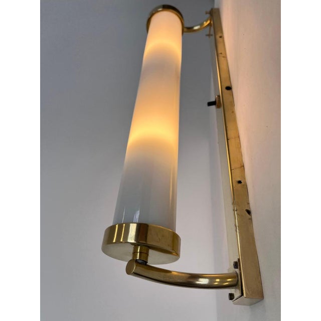 Vintage Bauhaus Brass and Glass Wall Lamp, 1930s For Sale - Image 4 of 10