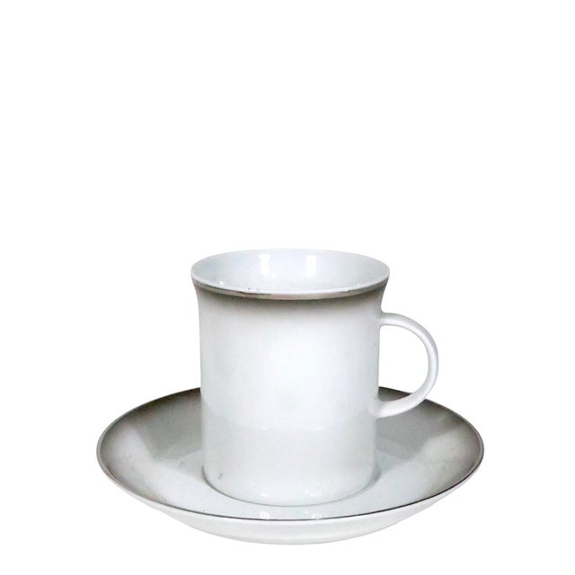 Mid 20th Century Service for 8 Rosenthal Evensong Mid Century Evensong Silver Rom Fine China For Sale - Image 10 of 18
