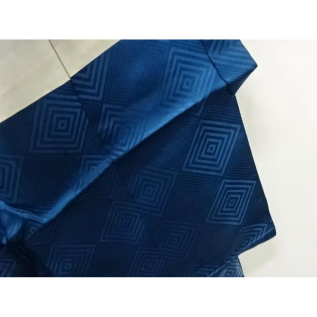 Mid Century Japanese Kimono Silk Boys Antique Hand Embroidery Navy Eagle Falcon Bird Kyoto Obi Sash Gold Foil For Sale - Image 12 of 16