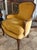 Mid-Century Modern French Louis XV Bergere Chair Is Yellow Velvet and Down Seat, Signed For Sale - Image 3 of 15