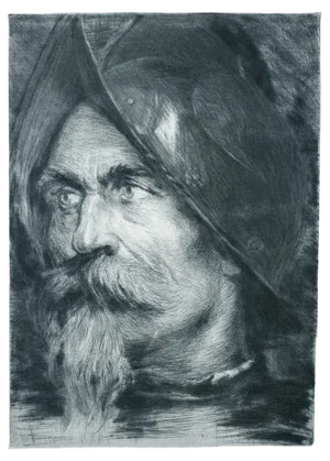 Heinrich Haberl, Sturmhaube, Das Ziel im Visier, 1900, Etching