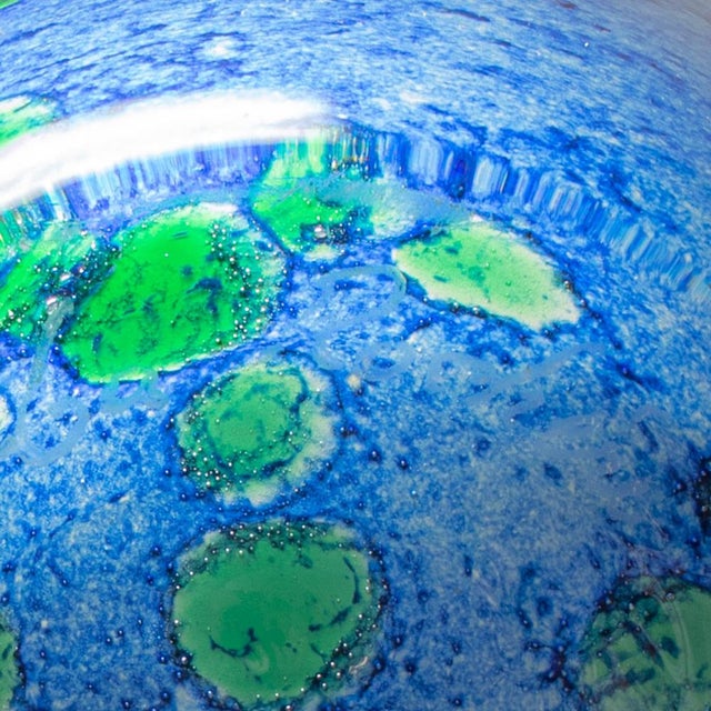 French Blue and Green Mouth-Blown Cased Art Glass Vase from La Rochère, 1960s For Sale - Image 14 of 17