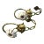 1920s Art Nouveau Gold Brass Porcelain Floral Drapery Tie Backs- a Pair For Sale