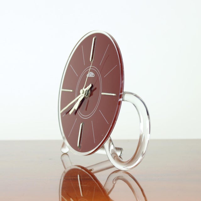 A beautiful and rare freestanding table clock, produced in czechoslovakia by the renowned prim company during the 1960s....