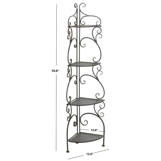 2020s Turuca 4 Tier Corner Shelf - Black Rust For Sale - Image 5 of 11