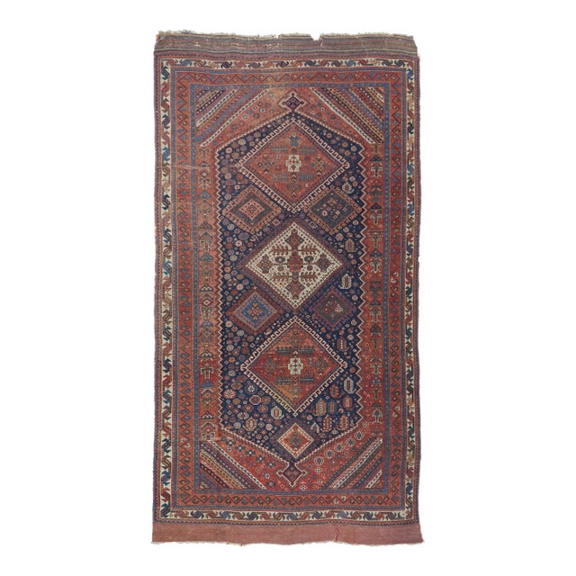 Antique Persian Qashqai Rug 4’7" X 9’6” For Sale