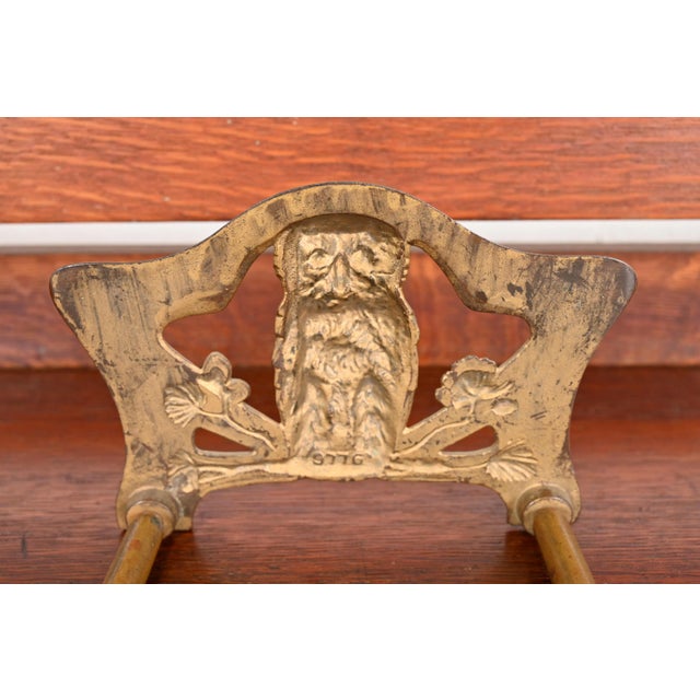 Antique Art Nouveau Bronze Owl Expandable Book Rack, Circa 1910 For Sale - Image 11 of 12