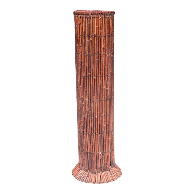 Vintage Pillar Tiki Bamboo Fern Plant Stand For Sale