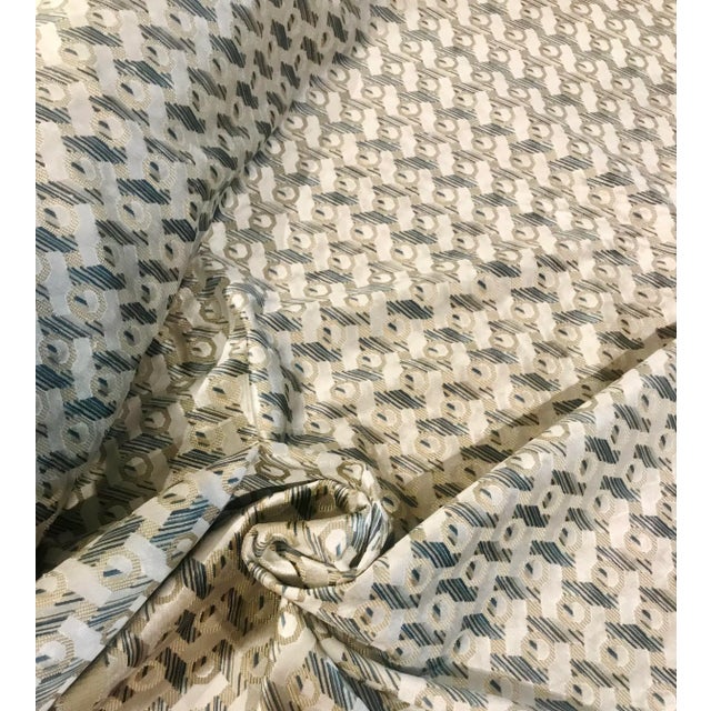 Modern Caracole Modern Blue and Ivory Geometric Cut Velvet Fabric - By the Yard For Sale - Image 3 of 6