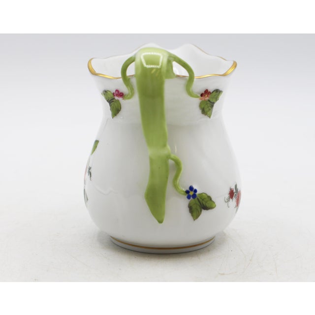 Vintage Herend Printemps pattern porcelain cream jug. Hand painted. Fruit motifs. Vine handle. 1643/BFR, J93, 416 marks....