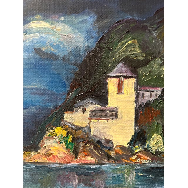 Wood California Coastal Seascape, "View From Covered Boat", Oil Painting, Signed by Artist For Sale - Image 7 of 9