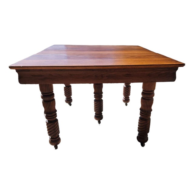 Beautiful Antique 20th Century Solid Oak Table - Hand Turned Barley 5 Leg For Sale