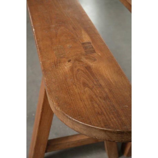 Antique French Wooden Farmhouse Benches, Set of 2 For Sale - Image 9 of 14