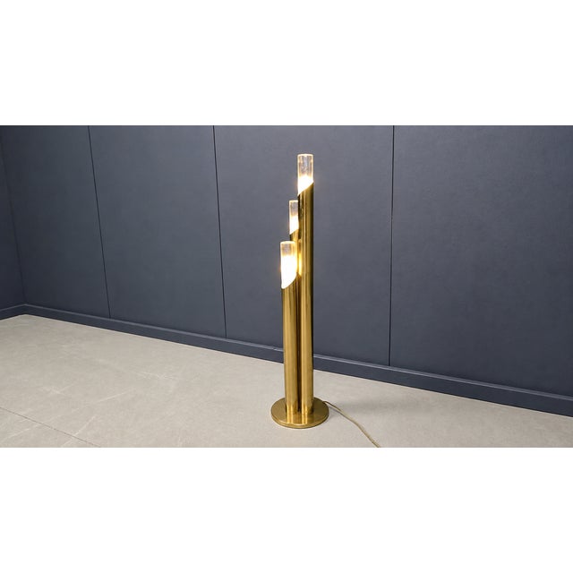 Vintage Brass and Murano Glass Floor Lamp, Italy, 1970s For Sale - Image 4 of 8