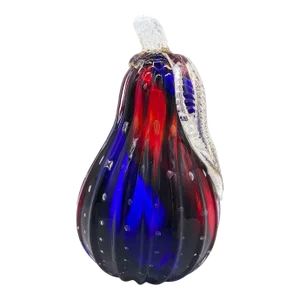 20th Century Murano Italian Red and Blue Glass Pear Fruit Paperweight