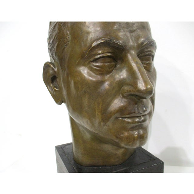 Mid Century Male Bust Cast Plaster Sculpture in the Style of Bronze For Sale In Cincinnati - Image 6 of 11