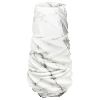 Rock Vase in Arabescato Marble For Sale