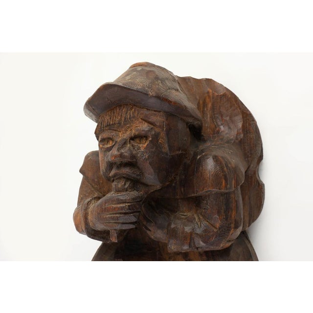 Wood Hand-Carved Oak Wall Figure of a Man, France, 1850s For Sale - Image 7 of 12