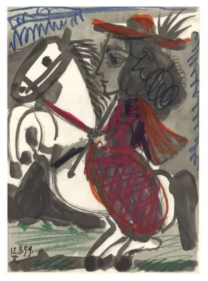 Pablo Picasso, Jacqueline Riding Horse from Toros y Toreros, Original Lithograph, 1961