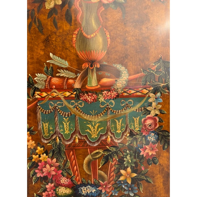 Mid 20th Century Mid-20th Century Neoclassical Style Floral Urn Painting on Wood Panel in Wood Frame For Sale - Image 5 of 10