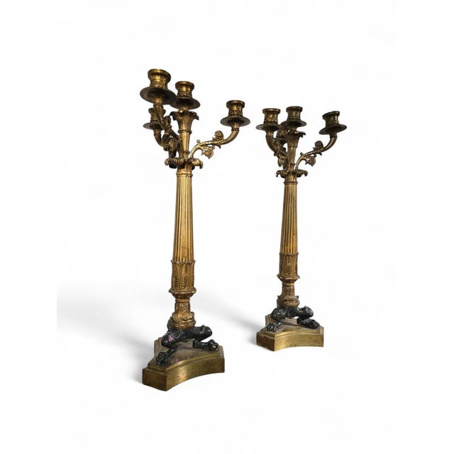 Metal Antique French Chased Gilt Bronze Candleholder, 1870 For Sale - Image 7 of 8