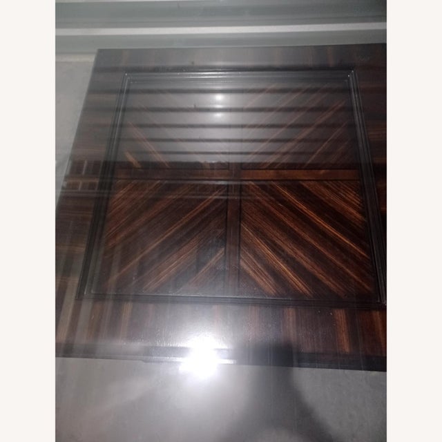 Art Deco Large Dining Glass Table With Wooded Base For Sale - Image 3 of 7