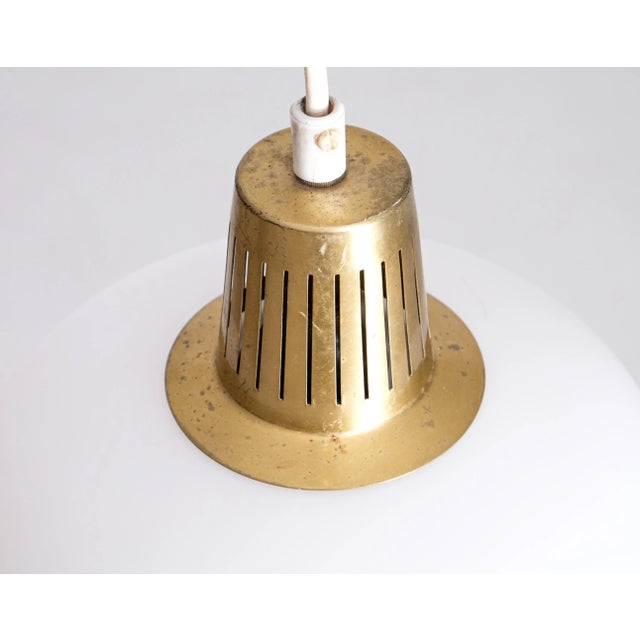 Metal Vintage Brass and Glass Ceiling Lamp by Hans Bergström, 1950s For Sale - Image 7 of 8