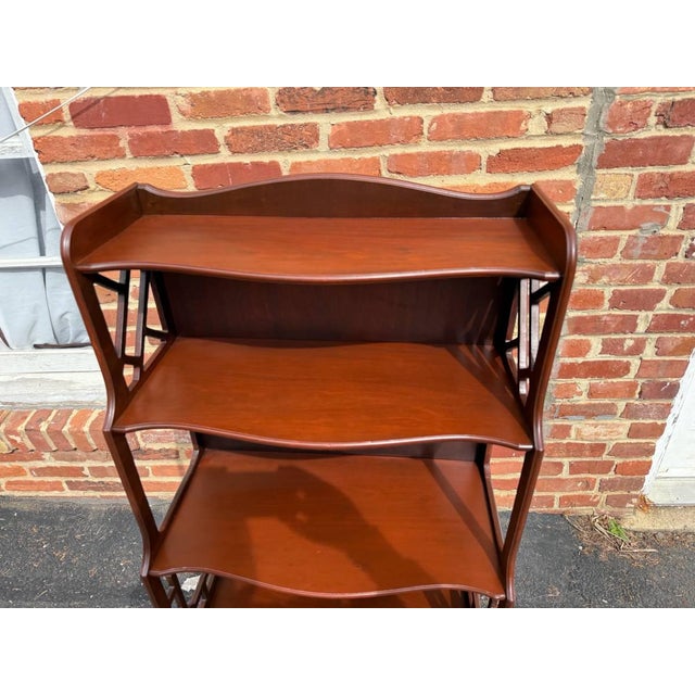 Vintage Chippendale Carved Mahogany Fretwork Open Bookcase / Bookshelf For Sale In Washington DC - Image 6 of 14