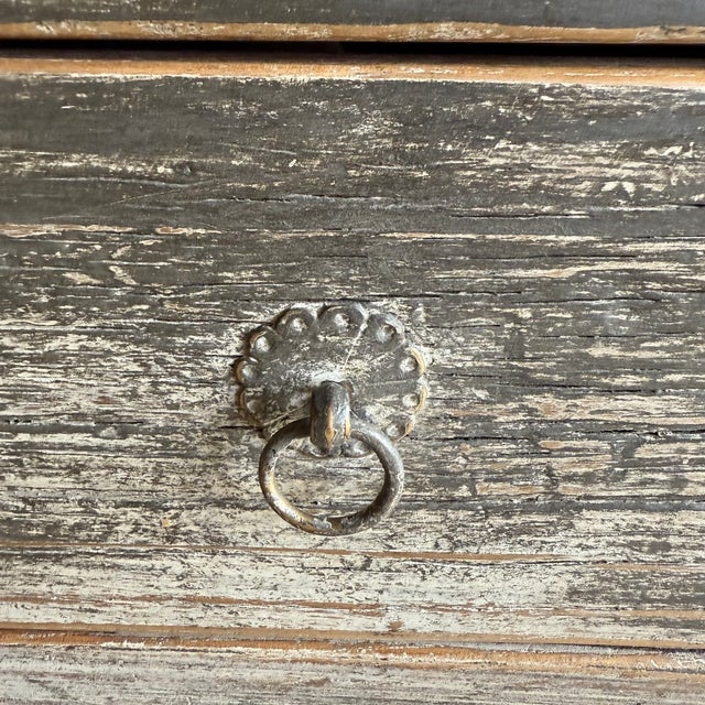 Brown Vintage Elm Console With Patina Finish and 4 Drawers For Sale - Image 8 of 14