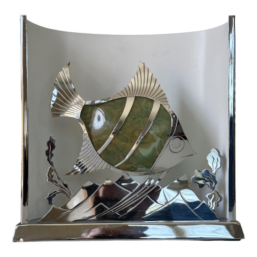 Vintage Fish Lamp in Chrome-Plated Brass, 1950s | Chairish