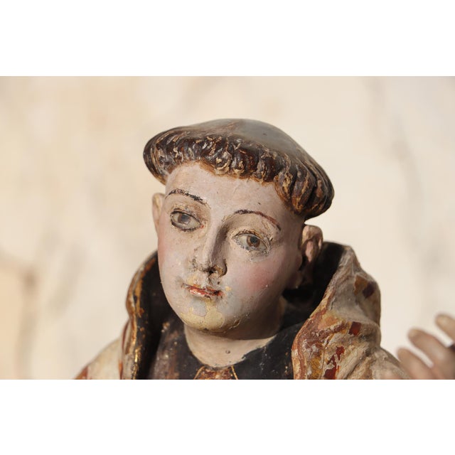 Saint Dominic of Guzmán Kneeling, With Glass Eyes and the Carmelite Shield, 18th Century, Portuguese For Sale - Image 17 of 17