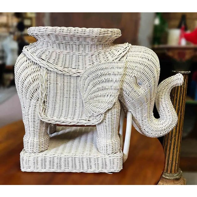 Vintage Wicker Elephant Side Table For Sale - Image 4 of 6