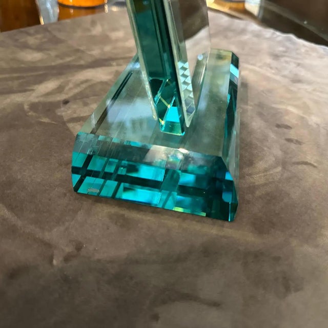 Glass A 1950s Fontana Arte Style Mid-Century Modern Green Nilo Glass Vanity Mirror For Sale - Image 7 of 8