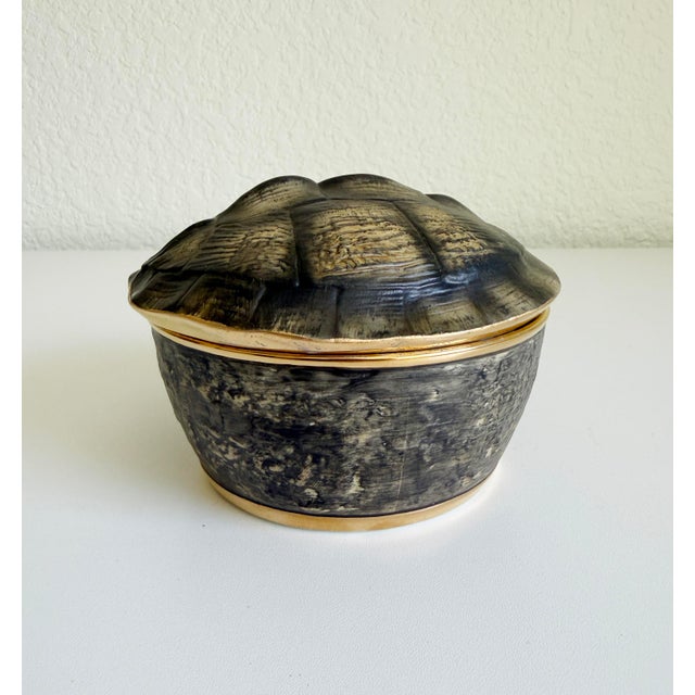 Lidded Porcelain Tortoise Shell Catchall by l'Objet For Sale - Image 13 of 15