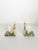 Decorative pair of French bookends dating from the 1970s, combining veined marble bases and supports with sculptural white...